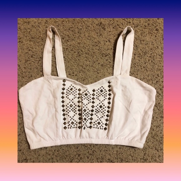 Bozzolo Tops - White studded crop top bra